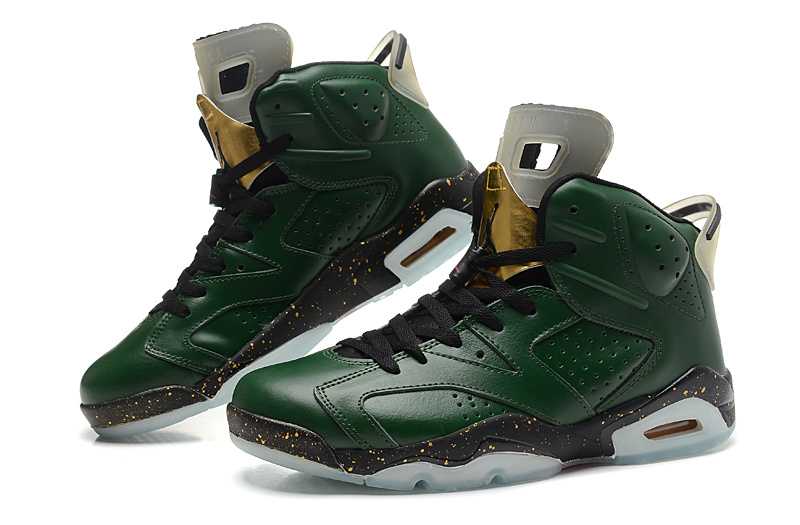New Jordan 6 Retro Green Black Shoes