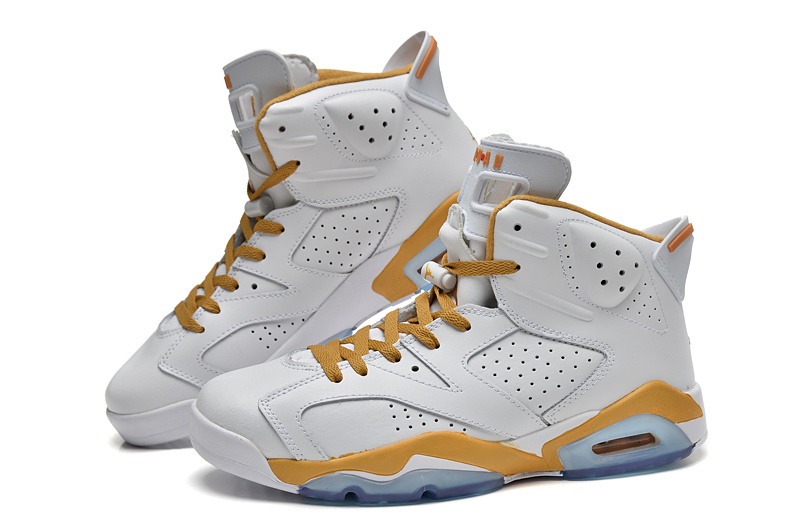 New Jordan 6 Retro White Yellow Shoes