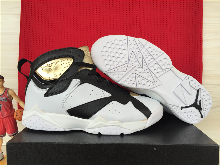 Cheap 2015 Air Jordan 7 Retro White Black Gold