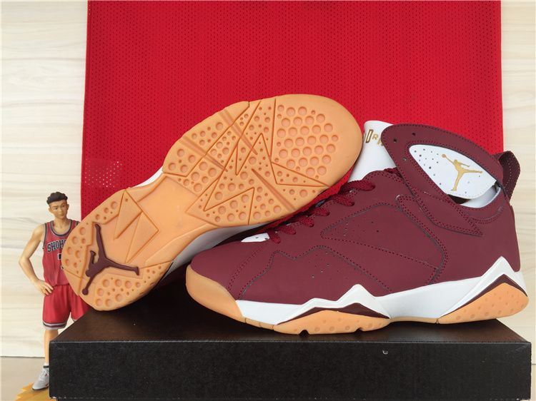 Cheap 2015 Air Jordan 7 Retro Wine Red White Orange - Click Image to Close