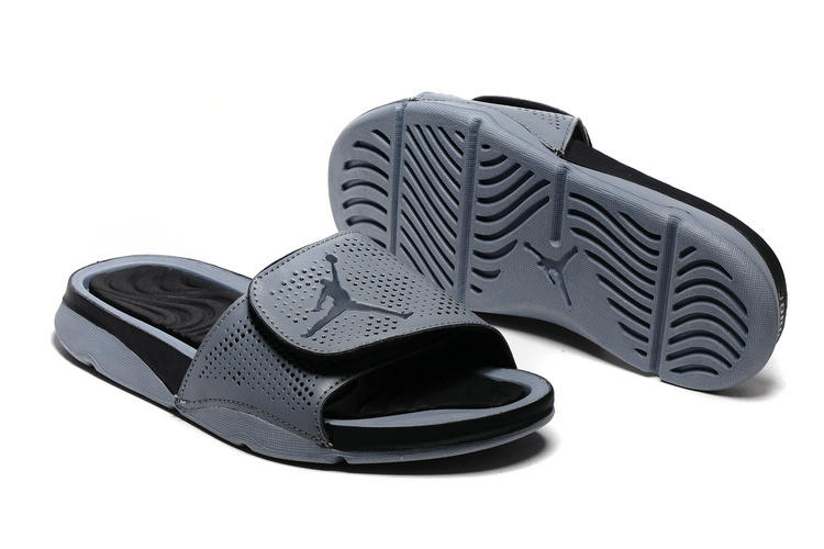 New Jordan Hydro V Retro Black Grey Sandals - Click Image to Close