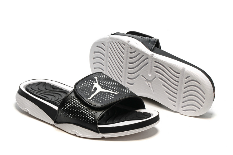 New Jordan Hydro V Retro Black White Sandals - Click Image to Close