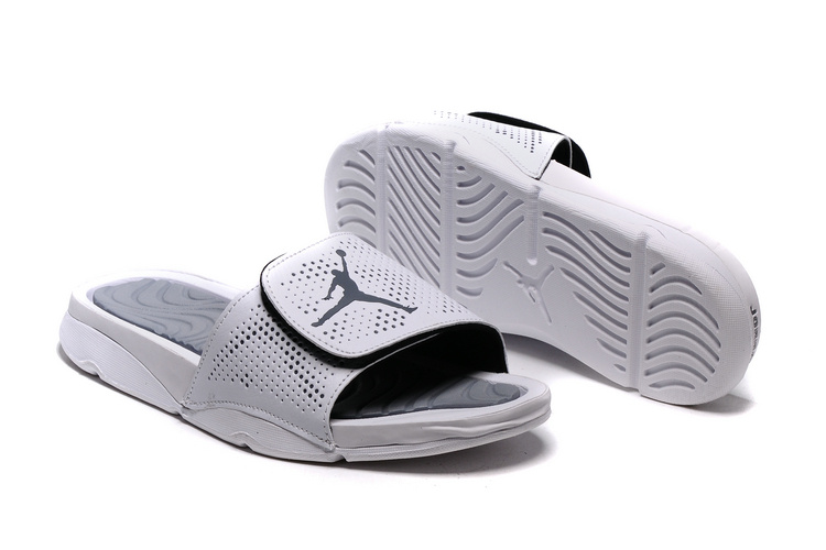 New Jordan Hydro V Retro White Silver Sandals - Click Image to Close