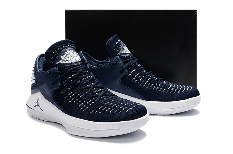 New Men Air Jordan XXXII Deep Blue White Shoes - Click Image to Close