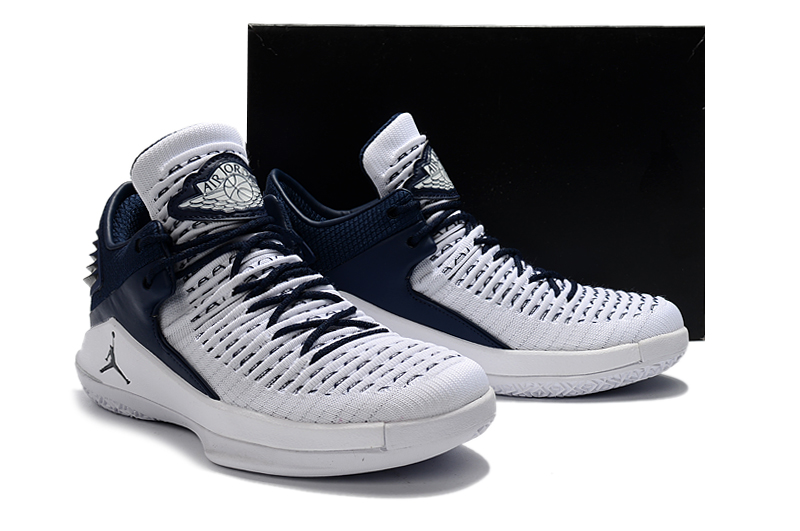 New Men Air Jordan XXXII White Deep Blue Shoes