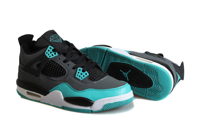 New Retro Jordan 4 Tiffany Grey Green White Shoes - Click Image to Close