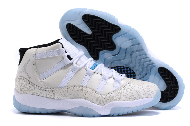 Newest Cheap Air Jordan 11 Custom Lase White Grey - Click Image to Close