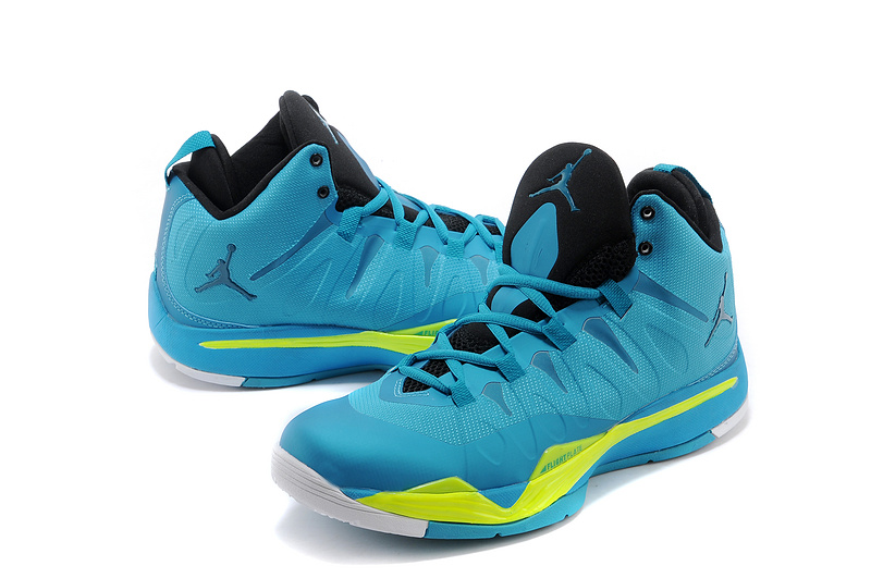 Nike Jordan Super Fly 2 Blue Yellow White Shoes - Click Image to Close