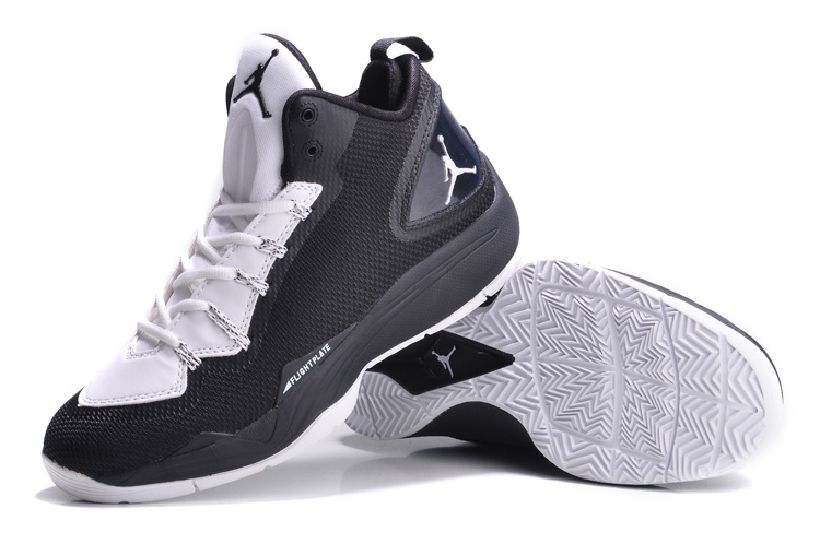 Nike Jordan Super Fly 2 PO Dark Black White Basketball Shoes - Click Image to Close