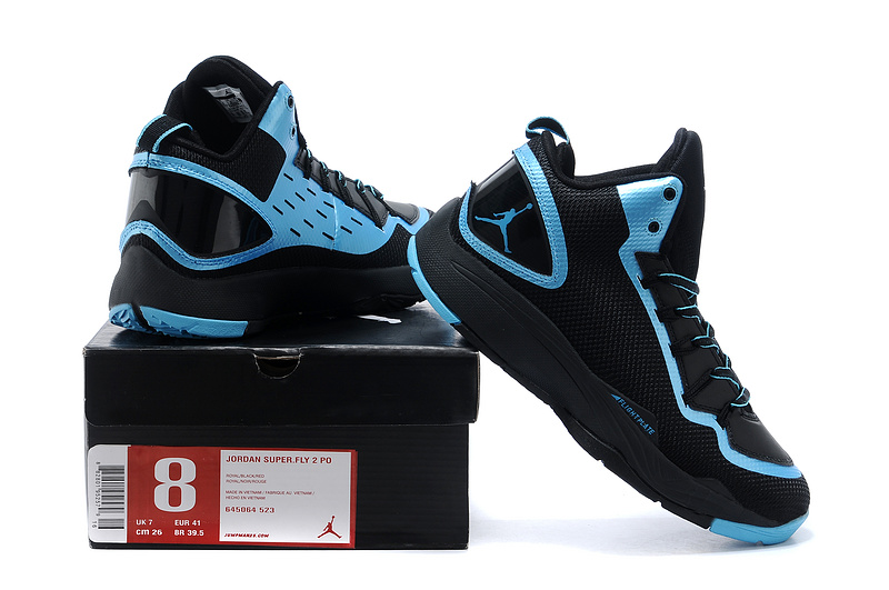 Nike Jordan Super Fly 2 Po X Black Blue Basketball Shoes - Click Image to Close