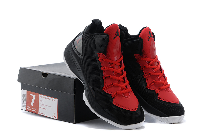 Nike Jordan Super Fly 2 Po X Black Red White Basketball Shoes - Click Image to Close