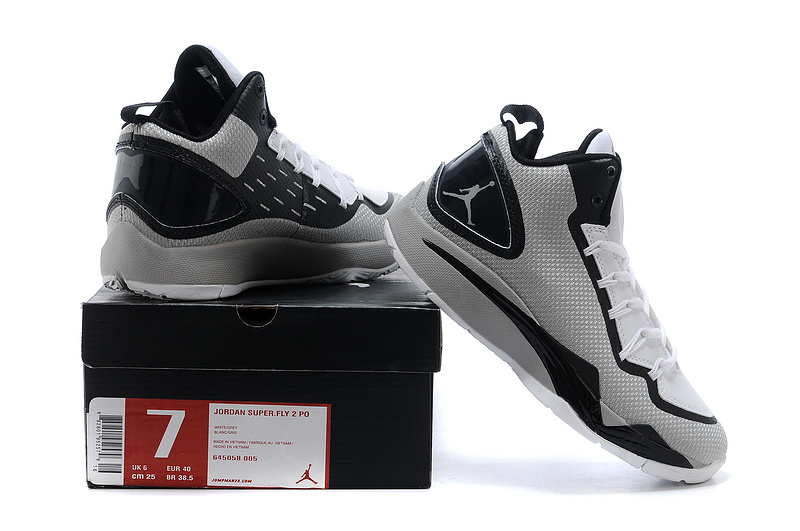 Nike Jordan Super Fly 2 Po X White Grey Black Basketball Shoes