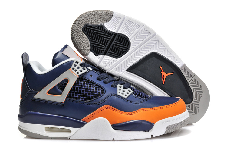2013 Jordan 4 Retro Blue Grey Orange Shoes - Click Image to Close