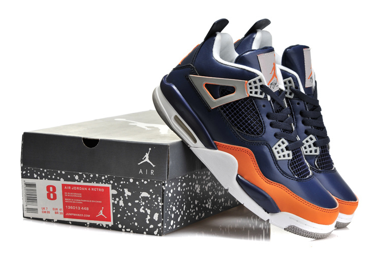2013 Jordan 4 Retro Blue Grey Orange Shoes