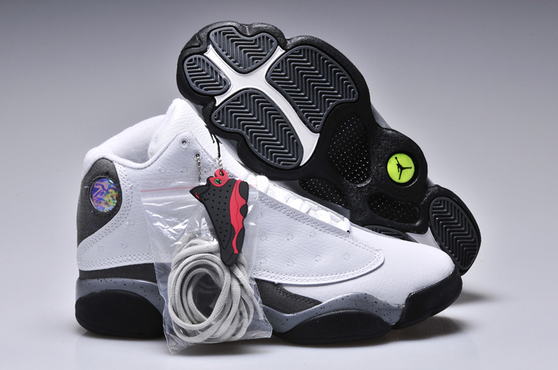 2015 Real Air Jordan 13 Oreo White Black Lovers Shoes - Click Image to Close