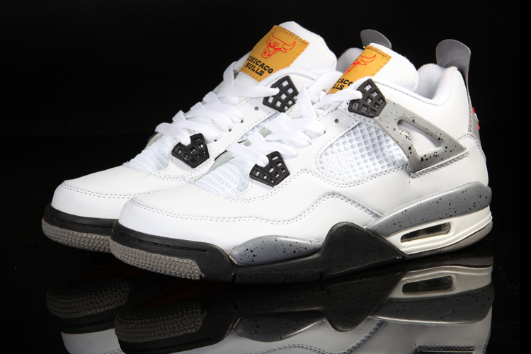 Jordan 4 Retro White Black Shoes With Bulls - Click Image to Close