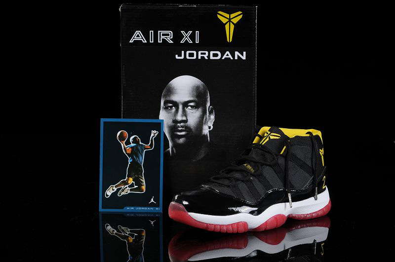 Special Kobe Air Jordan 11 Black White Red Shoes - Click Image to Close