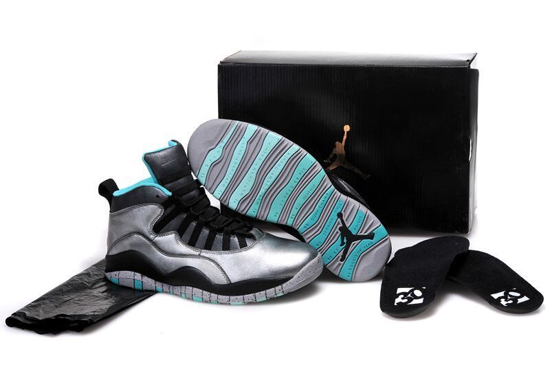 Cheap Real Silver Black Blue Air Jordan 10 Retro Bulls Over Broadway Shoes