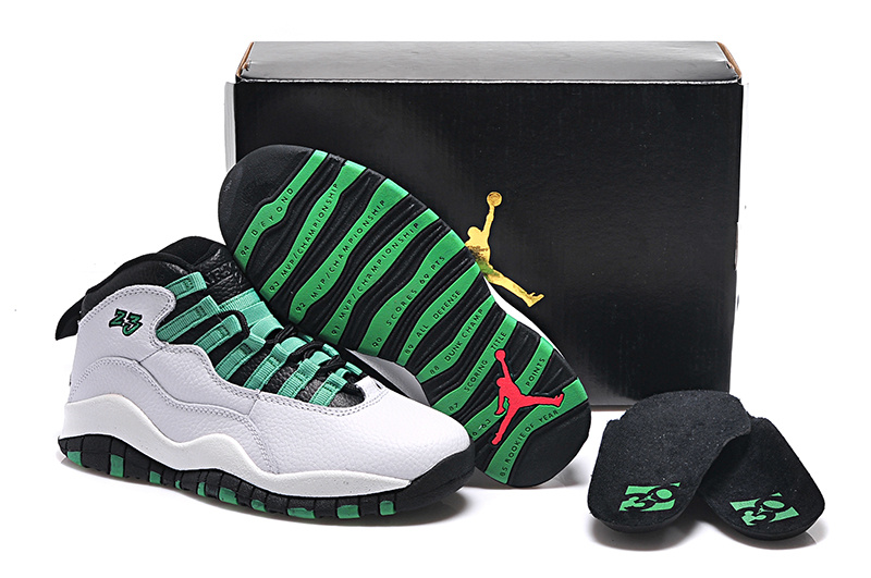 Cheap Real White Green Black Air Jordan 10 Retro Bulls Over Broadway Shoes