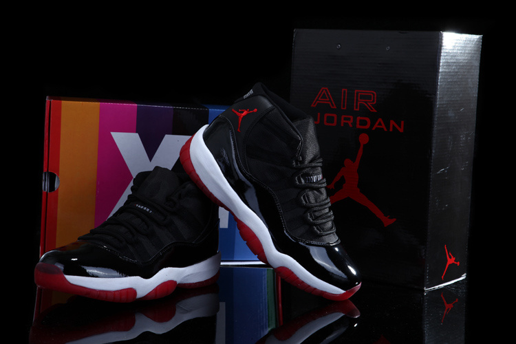 Air Jordan 11 Concord Black White Red Shoes with Rainbow Package - Click Image to Close