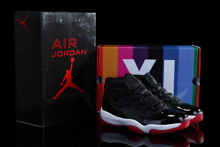 Air Jordan 11 Concord Black White Red Shoes with Rainbow Package - Click Image to Close