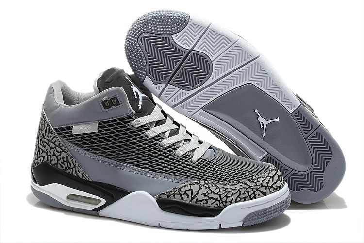 2015 Air Jordan Flight Club 80S Grey Black White Shoes - Click Image to Close