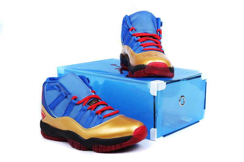 Superman Air Jordan 11 Edition Blue Gold Black Red Shoes