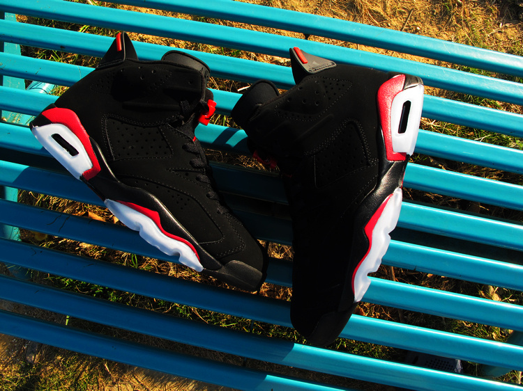 2013 Top Layer Leather Jordan 6 Black Deep Red White Edition