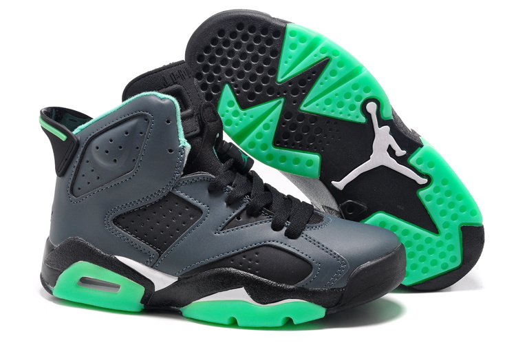 Women Air Jordan 6 Retro Girls Black Jade Green - Click Image to Close