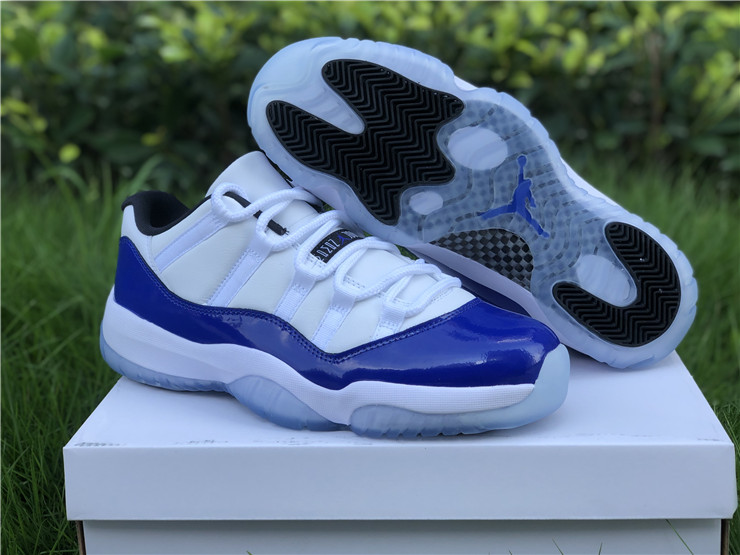 jordan 11 low concord white blue black shoes