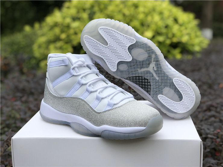 jordan 11 wmns white metallic silver shoes