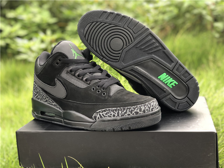 jordan 3 retro black dark grey green shoes