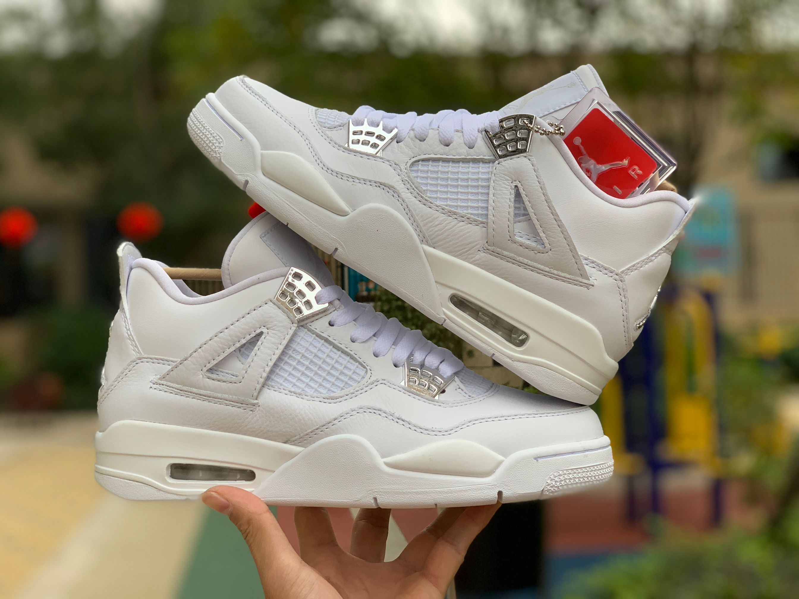 jordan 4 retro pure money white metallic silver pure platinum shoes