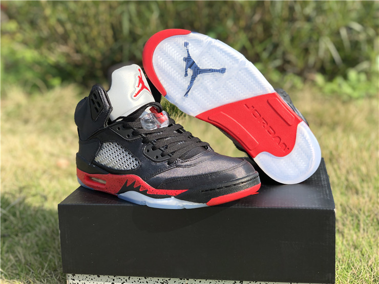 jordan 5 retro satin bred black university red shoes