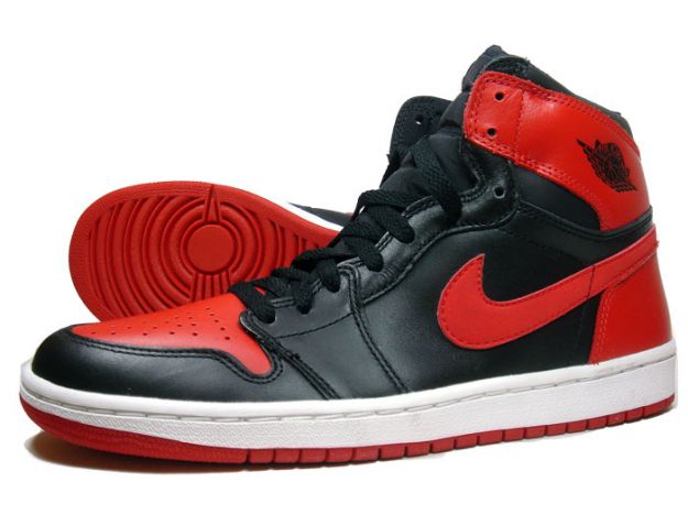 Cheap Real Jordan 1 Black Varsity Red White Shoes - Click Image to Close