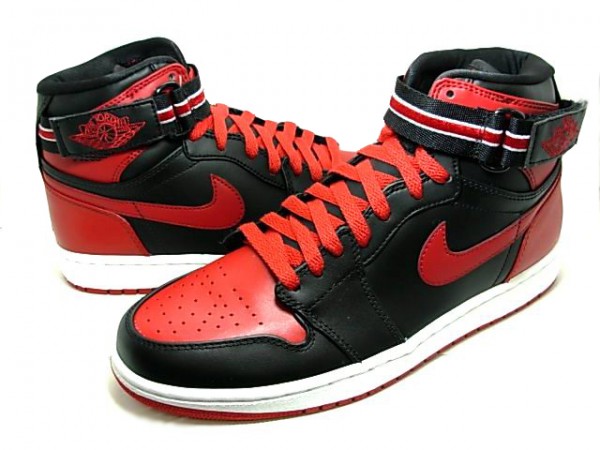 Cheap Real Jordan 1 High Strap Lack Varsity Red White Shoes