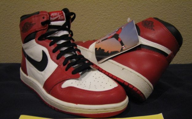Cheap Real Jordan 1 1985 White Black Red White Shoes