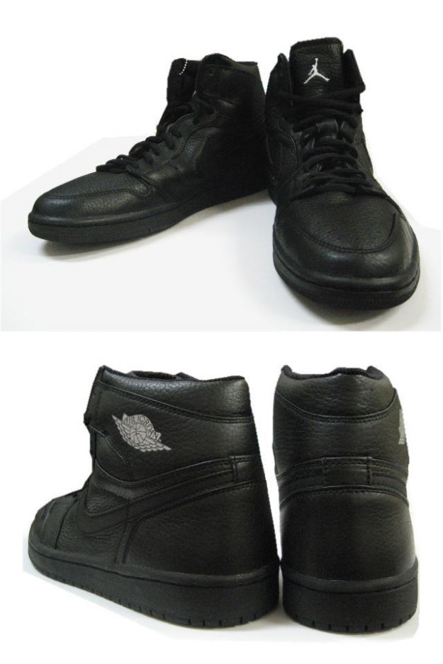 Retro Jordan 1 2001 All Black Metallic Silver Shoes - Click Image to Close