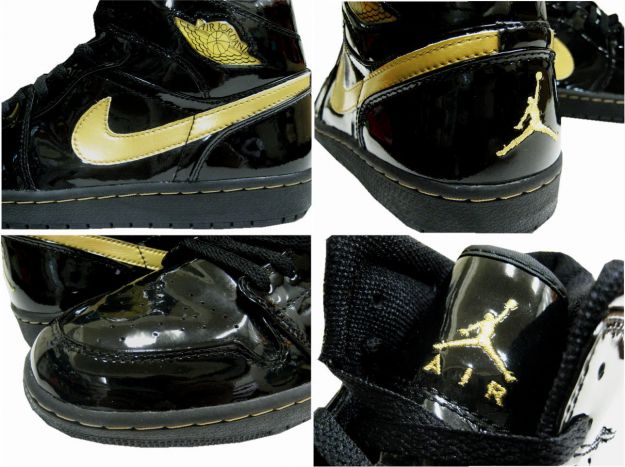 Retro Jordan 1 Black Metallic Gold Shoes - Click Image to Close