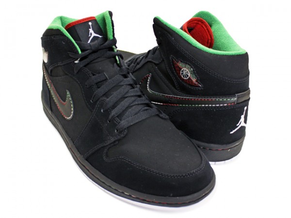 Retro Jordan 1 White Black Classic Green Varsity Red Shoes - Click Image to Close