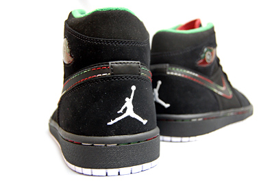 Retro Jordan 1 Black White Classic Green Varsity Red Shoes - Click Image to Close