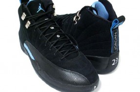 original jordan 12 black white university blue shoes