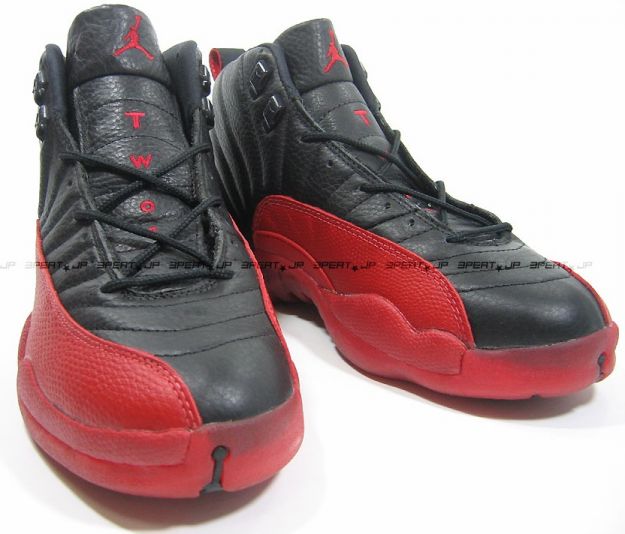 original jordan retro 12 playoffs black varsity red shoes