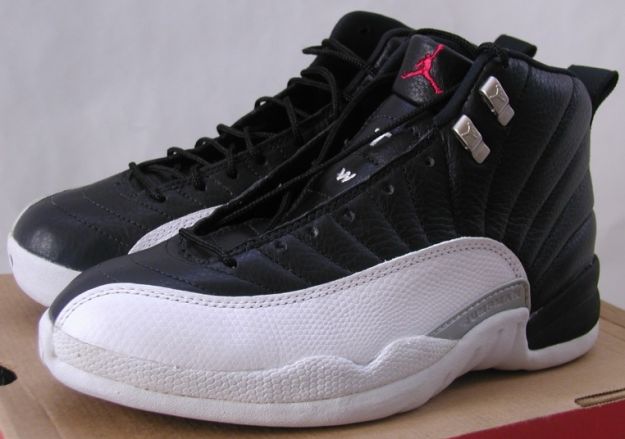 original jordan retro 12 playoffs black varsity red white metallic silver shoes - Click Image to Close