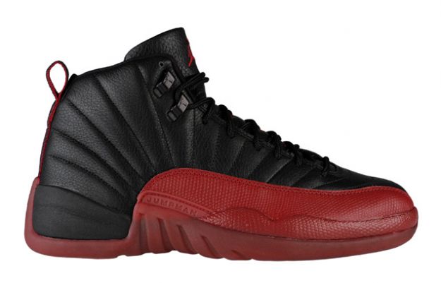 original jordan retro 12 playoffs black varsity red shoes