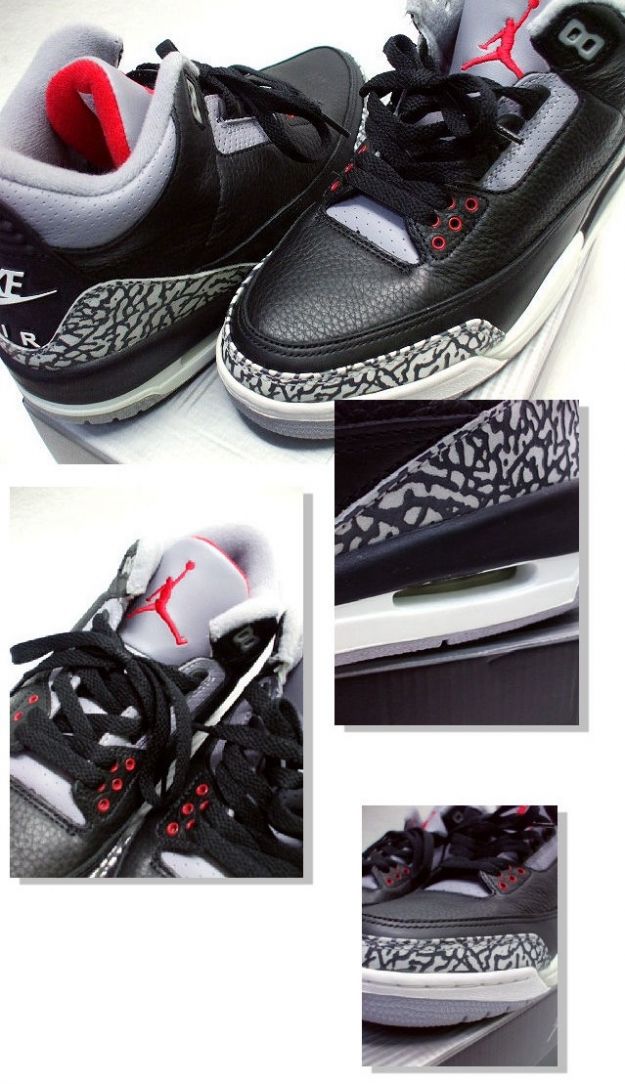 Original Jordan 3 Black Cement Grey Shoes