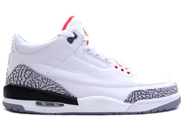 Original Jordan 3 White Cement Grey Fire Red Shoes