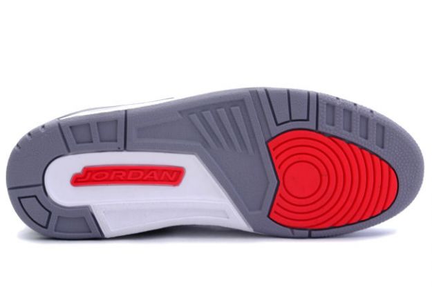 Original Jordan 3 White Cement Grey Fire Red Shoes