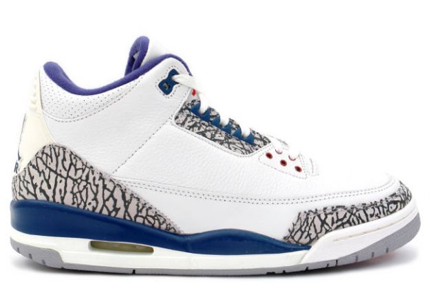 Original Jordan 3 White True Blue Cement Shoes - Click Image to Close