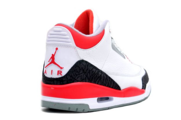 Authentic Jordan 3 White Fire Red Cement Grey Shoes - Click Image to Close